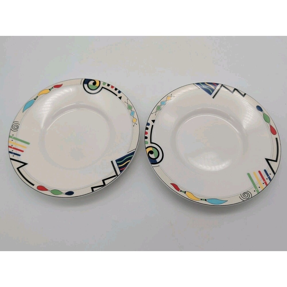 2 VTG Mikasa Saucer Plates 6” Ultima+ HK-232 Headline 1990s Geometric